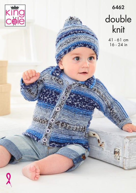 King Cole Knitting Pattern DK - Cardigan and Hat 6462