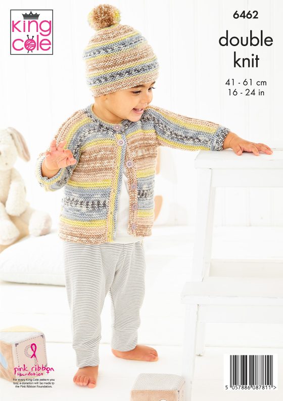 King Cole Knitting Pattern DK - Cardigan and Hat 6462