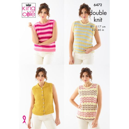 King Cole 6472 Tank top and Waistcoats - Double Knit