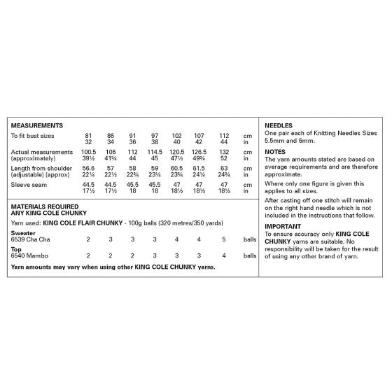 King Cole Knitting Pattern 6491 Chunky