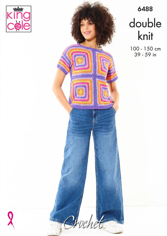 King Cole 6488 Short Sleeved and Short Sleeveless Top - Double Knit