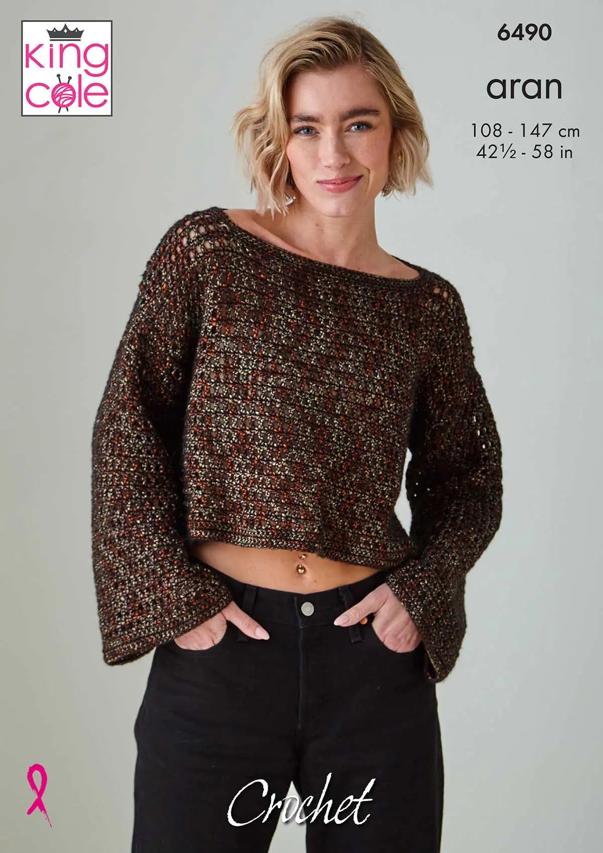 King Cole Crochet Pattern 6490 Firefly Aran - Long Sleeve Top and Vest