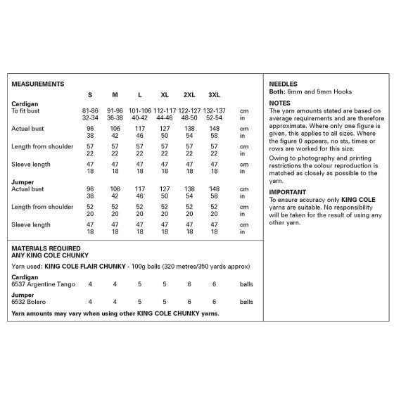 King Cole Crochet Pattern 6491 Chunky