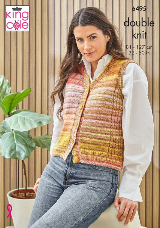 King Cole 6495 Waistcoats - Double Knit