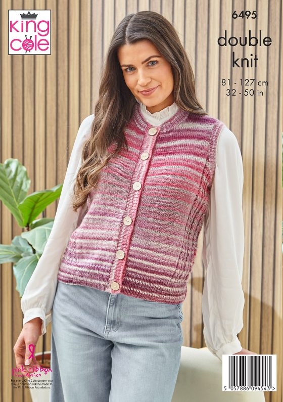 King Cole 6495 Waistcoats - Double Knit
