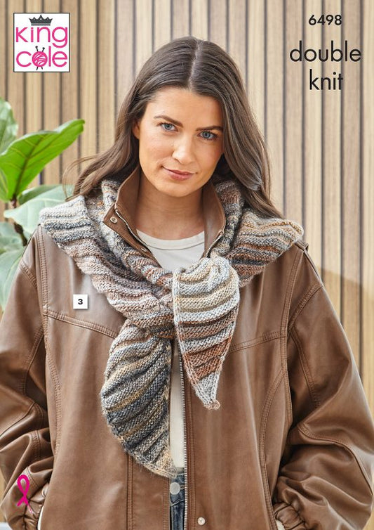 King Cole 6498 Scarves and Shawls - Double Knit