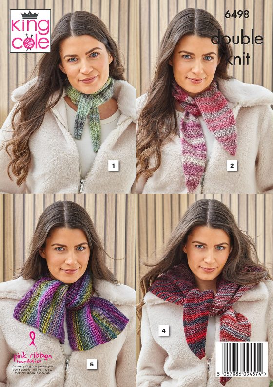 King Cole 6498 Scarves and Shawls - Double Knit