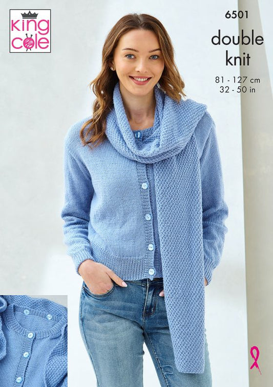 King Cole Knitting Pattern 6501 Ladies Scardigans - Double Knitting