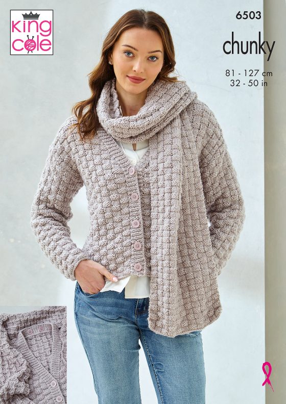 King Cole 6503 Scardigan and Sweater with Cowl - Chunky