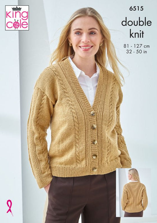 King Cole 6515 Ladies Slipover and Cardigan - DK