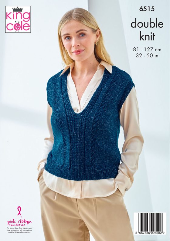 King Cole 6515 Ladies Slipover and Cardigan - DK
