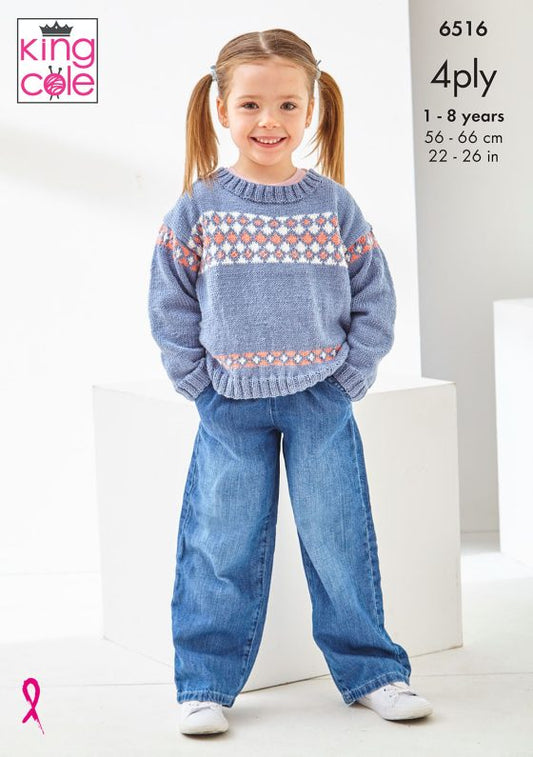 King Cole 6516 Childrens Sweaters - 4ply