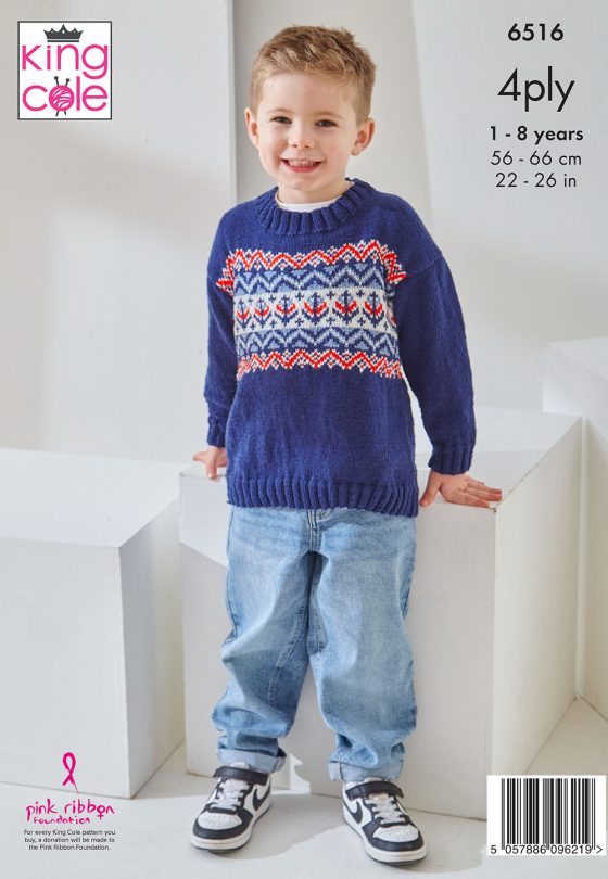 King Cole 6516 Childrens Sweaters - 4ply