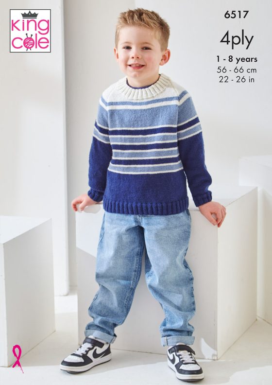 King Cole 6517 Childrens Sweater and Cardigan - 4ply