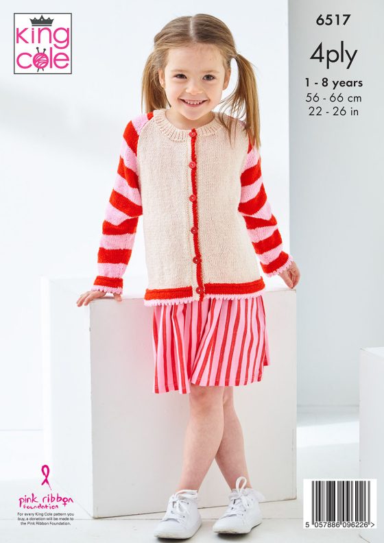 King Cole 6517 Childrens Sweater and Cardigan - 4ply