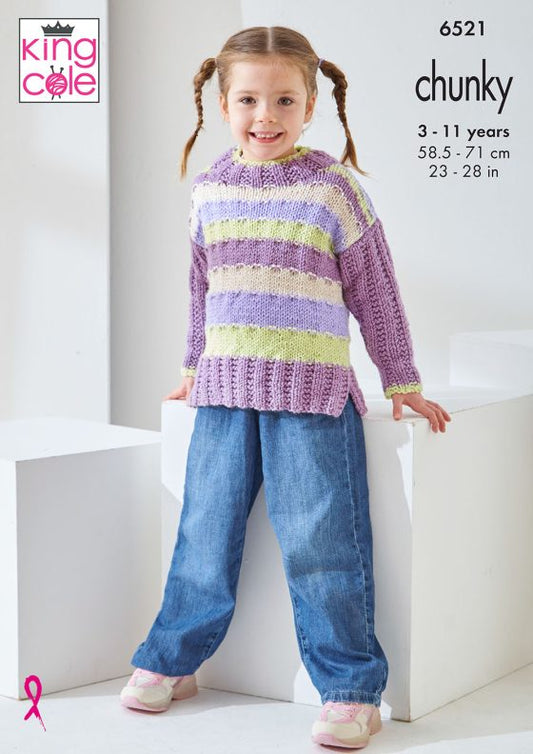King Cole 6521 Childrens Sweaters  - Chunky