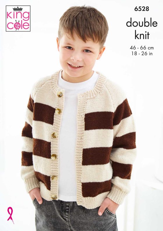 King Cole Knitting Pattern 6528  Double Knit - Sweater and Cardigan