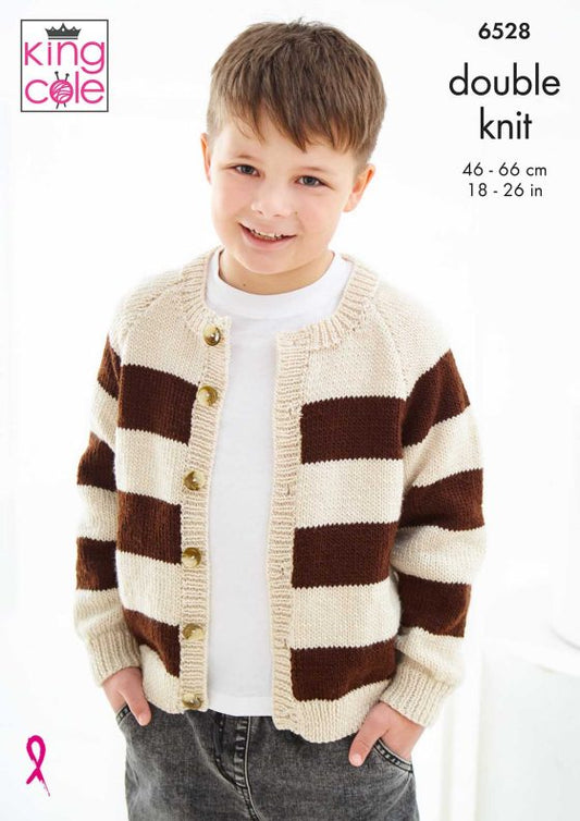 King Cole Knitting Pattern 6528  Double Knit - Sweater and Cardigan