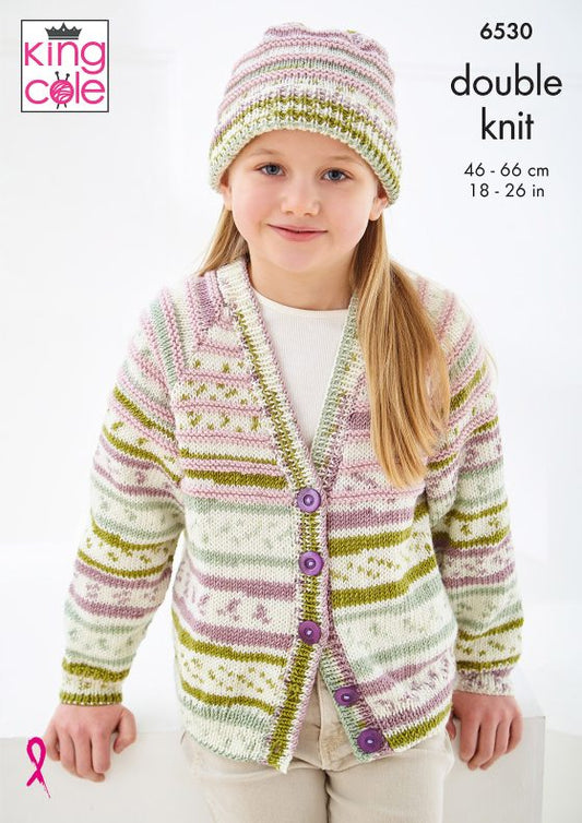King Cole 6530 Cardigans and Hat  - Double Knit