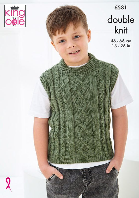 King Cole 6531 Sweater and Slipover  - Double Knit