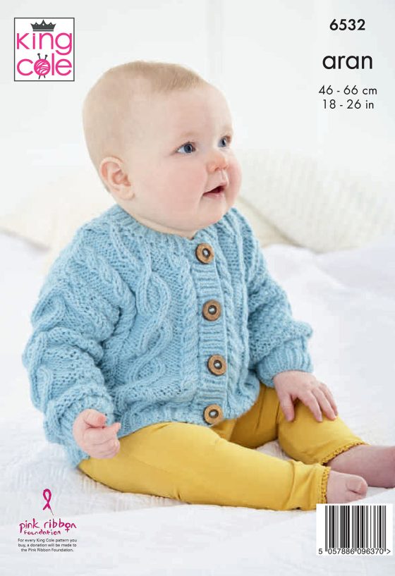 King Cole 6532 Childrens Sweater and Cardigan - Aran