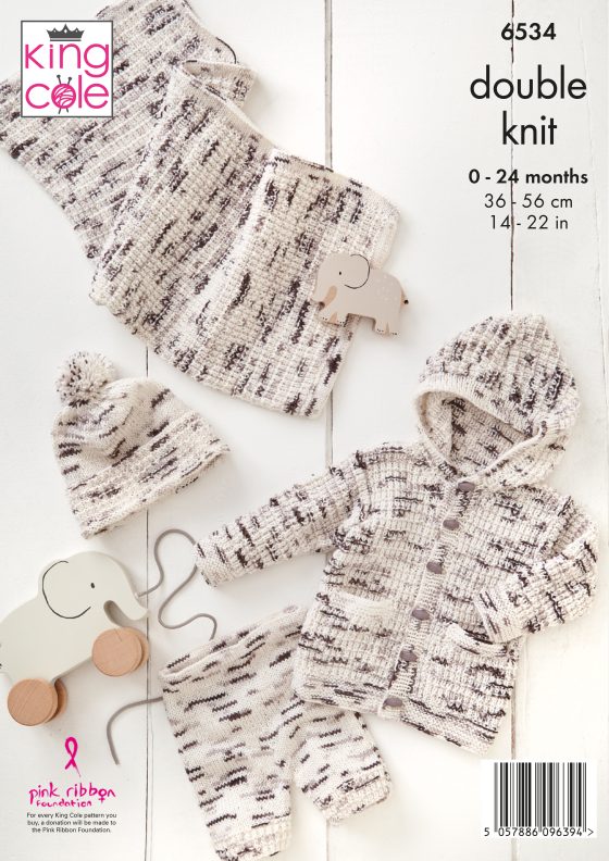 King Cole Baby Knitting Pattern 6534 Double knitting