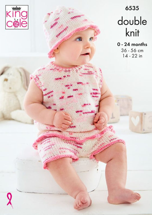 King Cole Baby Knitting Pattern 6535 Double knitting
