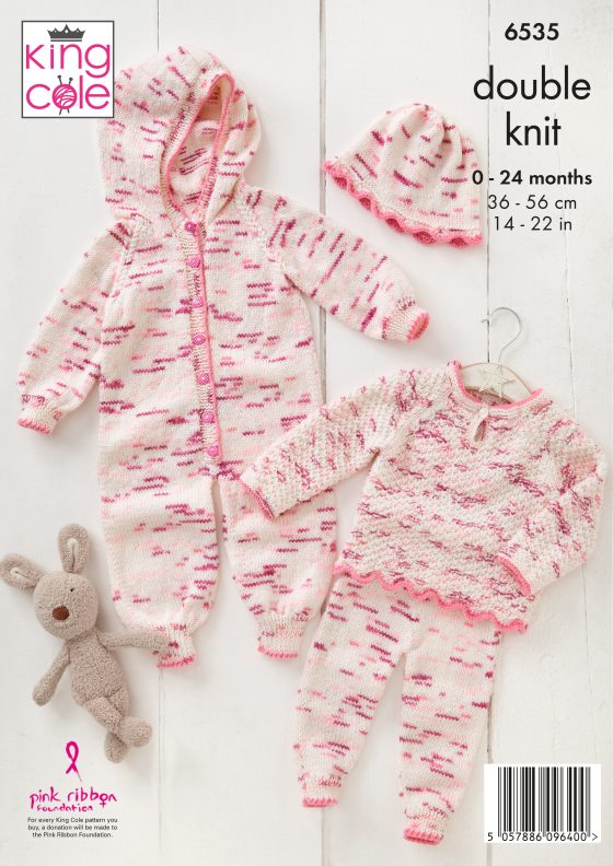 King Cole Baby Knitting Pattern 6535 Double knitting