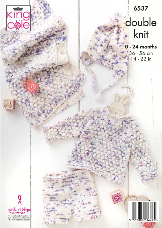 King Cole Baby Knitting Pattern 6537 Double knitting