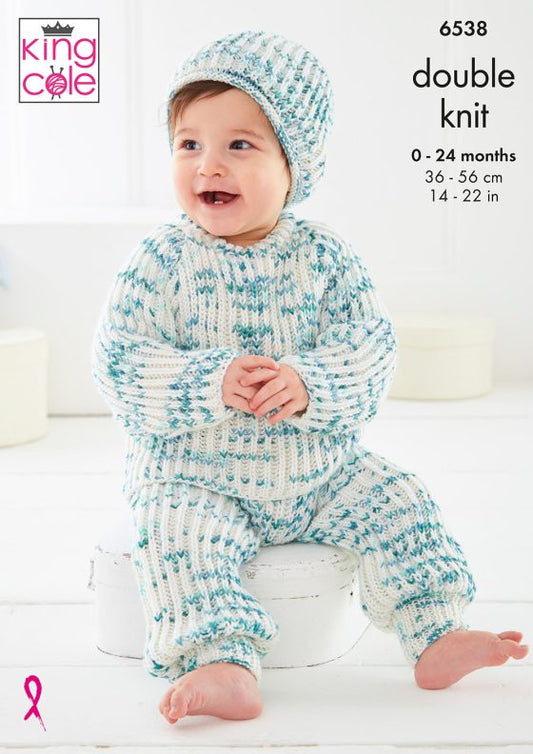 King Cole Baby Knitting Pattern 6538 Double knitting
