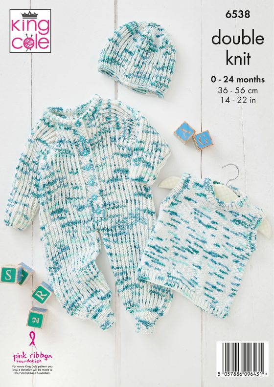 King Cole Baby Knitting Pattern 6538 Double knitting