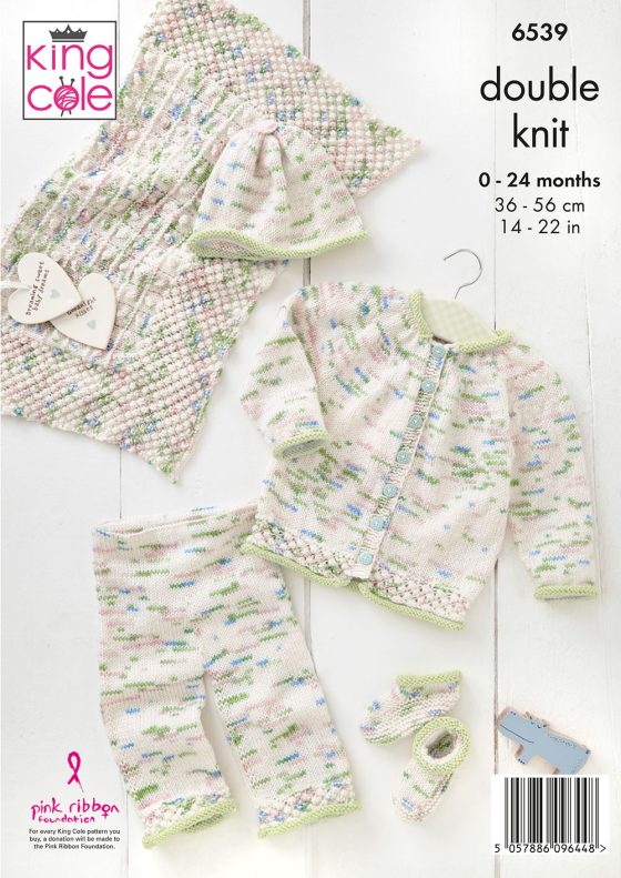 King Cole Baby Knitting Pattern 6539 Double knitting