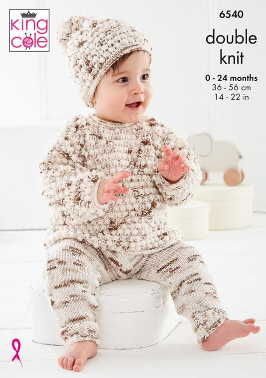 King Cole Baby Knitting Pattern 6540 Double knitting