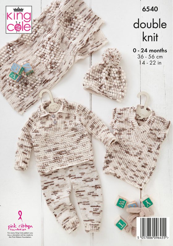 King Cole Baby Knitting Pattern 6540 Double knitting