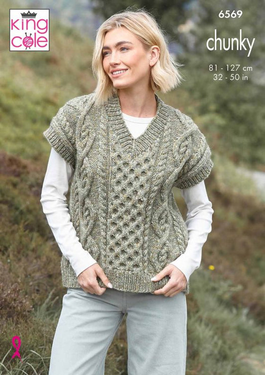 King Cole Knitting Pattern 6569 - Tanktops - Chunky