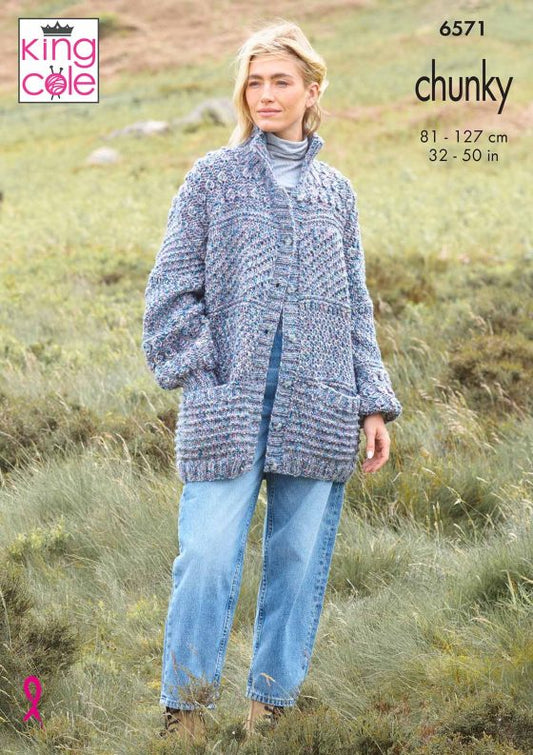 King Cole Knitting Pattern 6571 - Jackets - Chunky