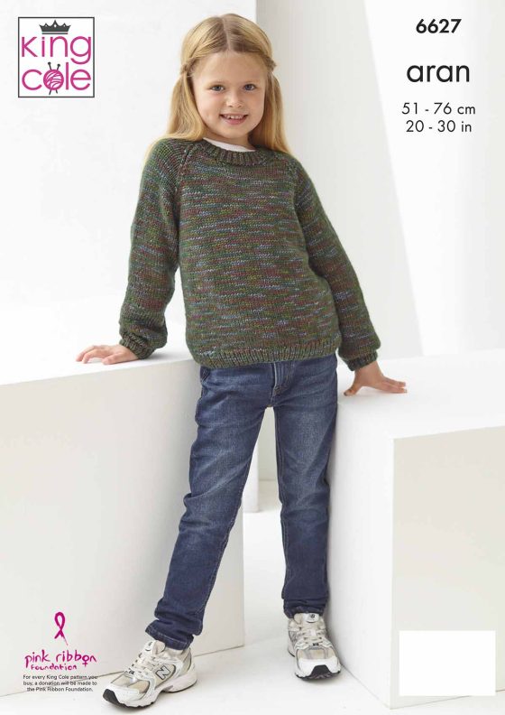 King Cole Knitting Pattern 6628 - Cardigan and Sweater - Aran