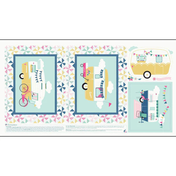 100% Cotton I'd Rather Be Glamping Blue Panel - Riley Blake Designs