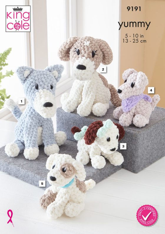 King Cole Crochet Pattern Dogs 9191