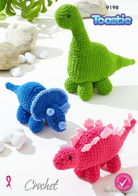 King Cole 9198 Dinosaurs Crochet Pattern - Toastie