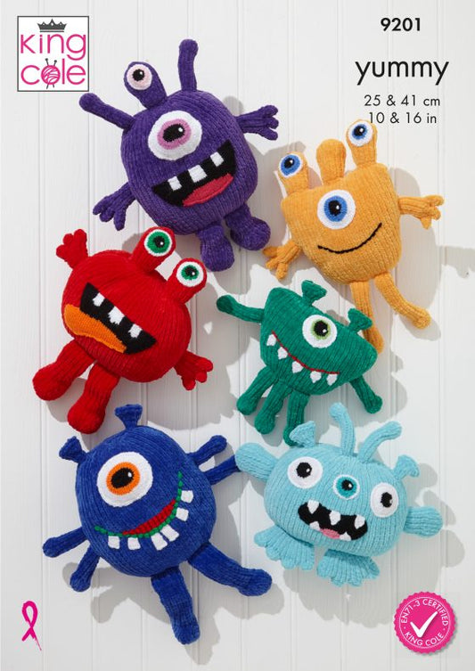 King Cole Knitting Pattern Little Monsters 9201