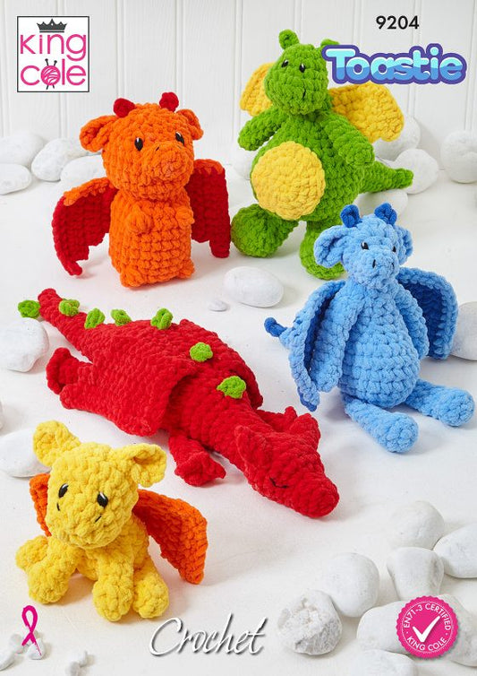 King Cole 9204 Dragons Crochet Pattern- Toastie