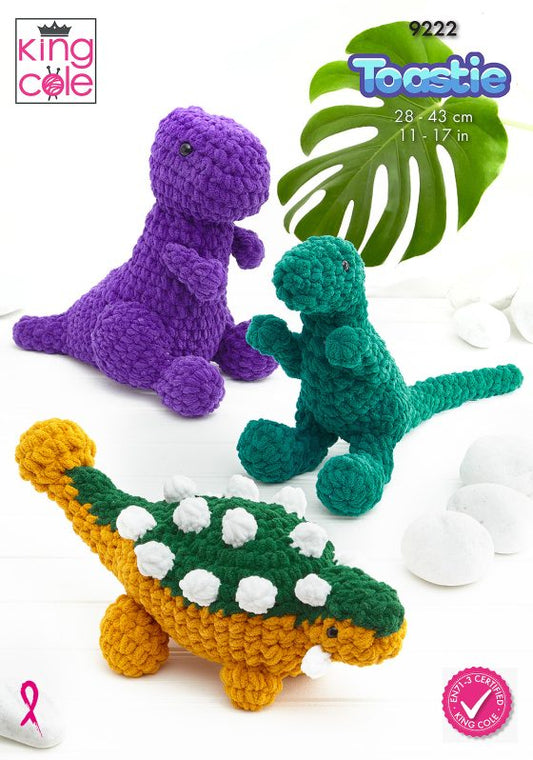 King Cole 9222 Dinosaurs Crochet Pattern - Toastie