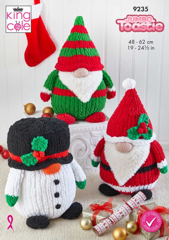 King Cole Knitting Pattern 9235 - Christmas Gonks