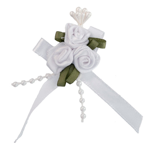Ribbon Rose Trio - White