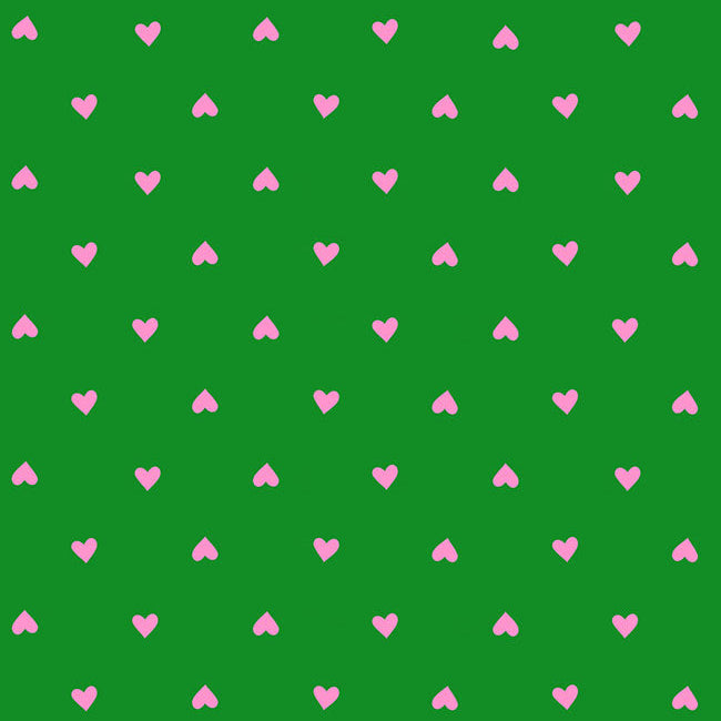 100% Cotton  Trinketry - Ruby Star Society - Verdant Green Hearts