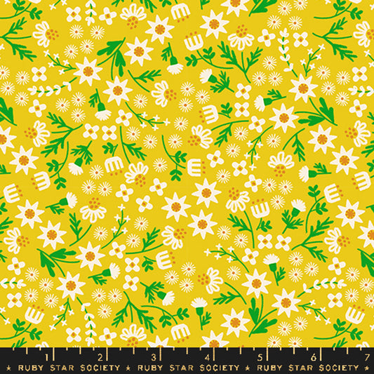 100% Cotton Favourite Flowers - Golden Hour Ruby Star Society