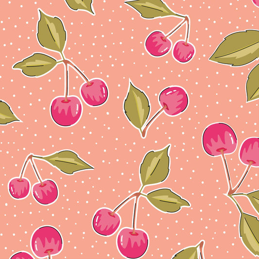 100% Cotton Cherry Pop Peach - Sweet Blooms From The Crafty pie