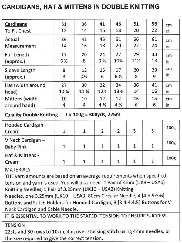 UKHKA 196 Knitting Pattern Double Knitting