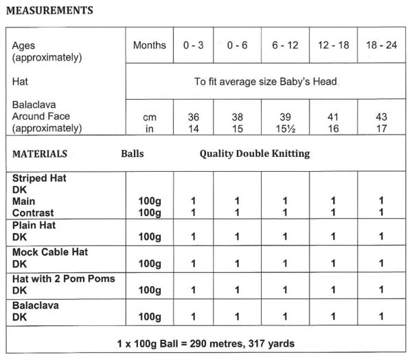 UKHKA 231 Baby Hats Double Knitting